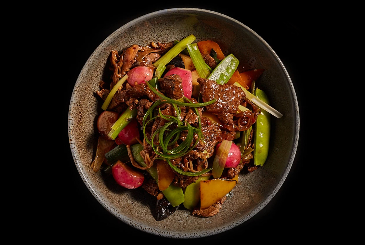 Stir Fried Lamb with summer greens